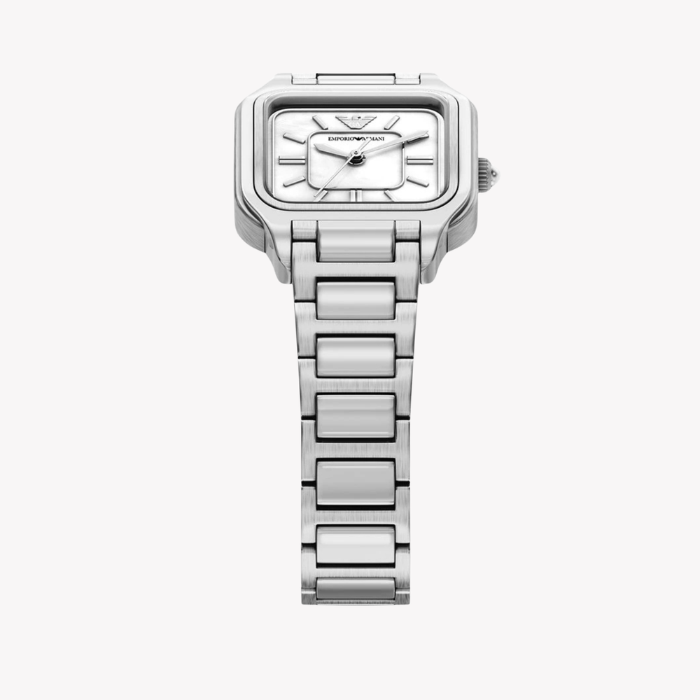 Emporio Armani Women's Silver Watch, White Mother Of Pearl Dial | AR11742