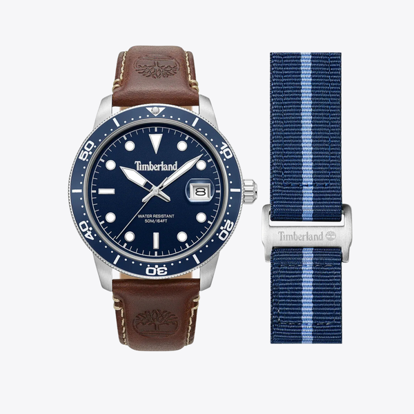 Timberland Men's Silver Watch, Blue Dial | TDWGB00834X1