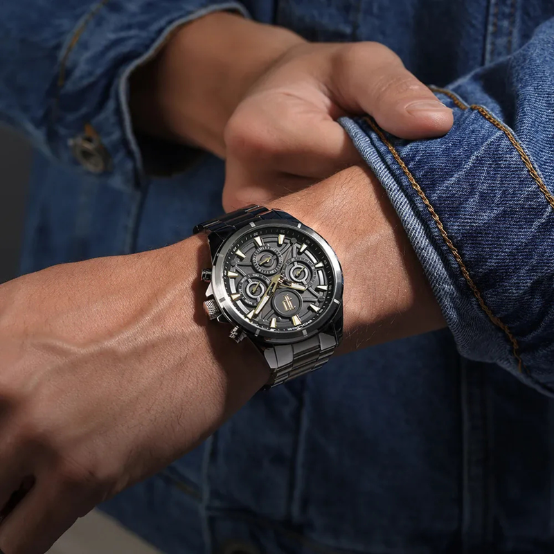 Police Men's Silver Watch, Black Multi-function Dial | PEWJK2227814M