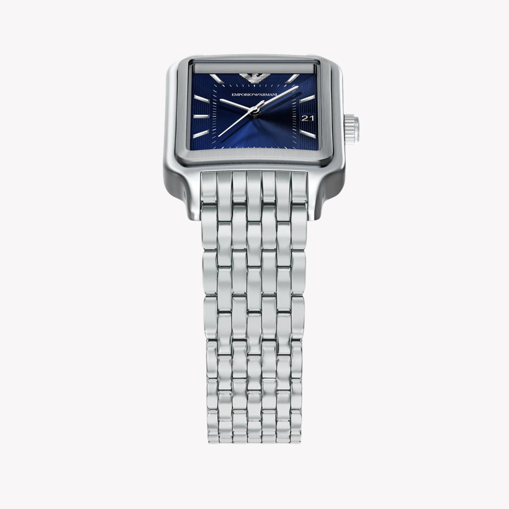 Emporio Armani Men's Silver Watch, Blue Dial | AR11754
