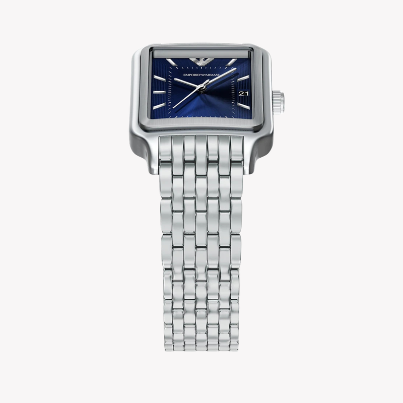 Emporio Armani Men's Silver Watch, Blue Dial | AR11754