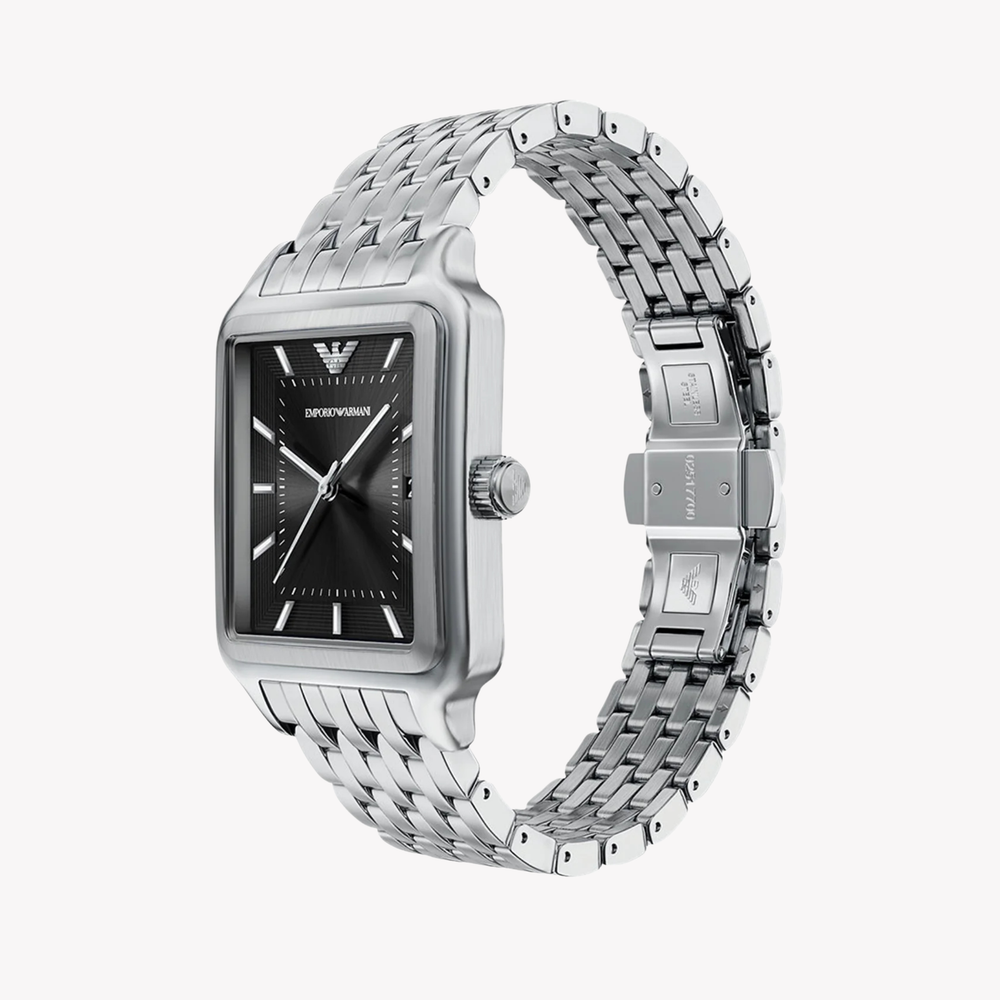 Emporio Armani Men's Silver Watch, Black Dial | AR11755
