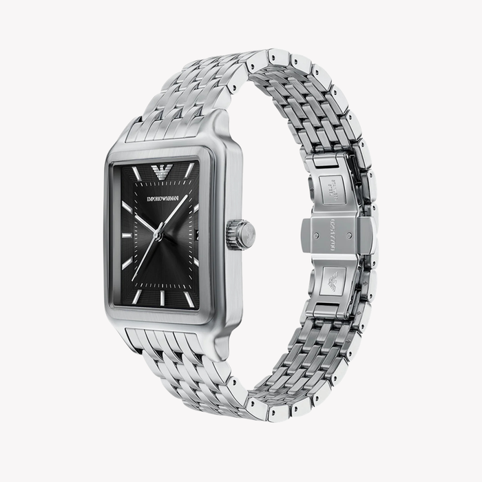 Emporio Armani Men's Silver Watch, Black Dial | AR11755