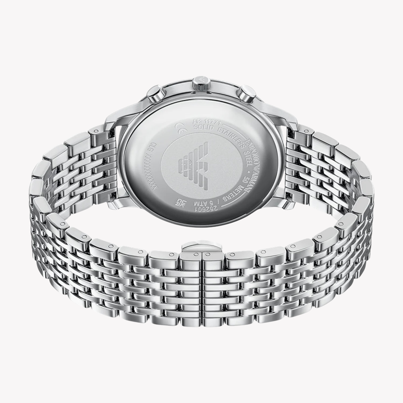 Emporio Armani Men's Silver Watch, Blue Dial | AR11771