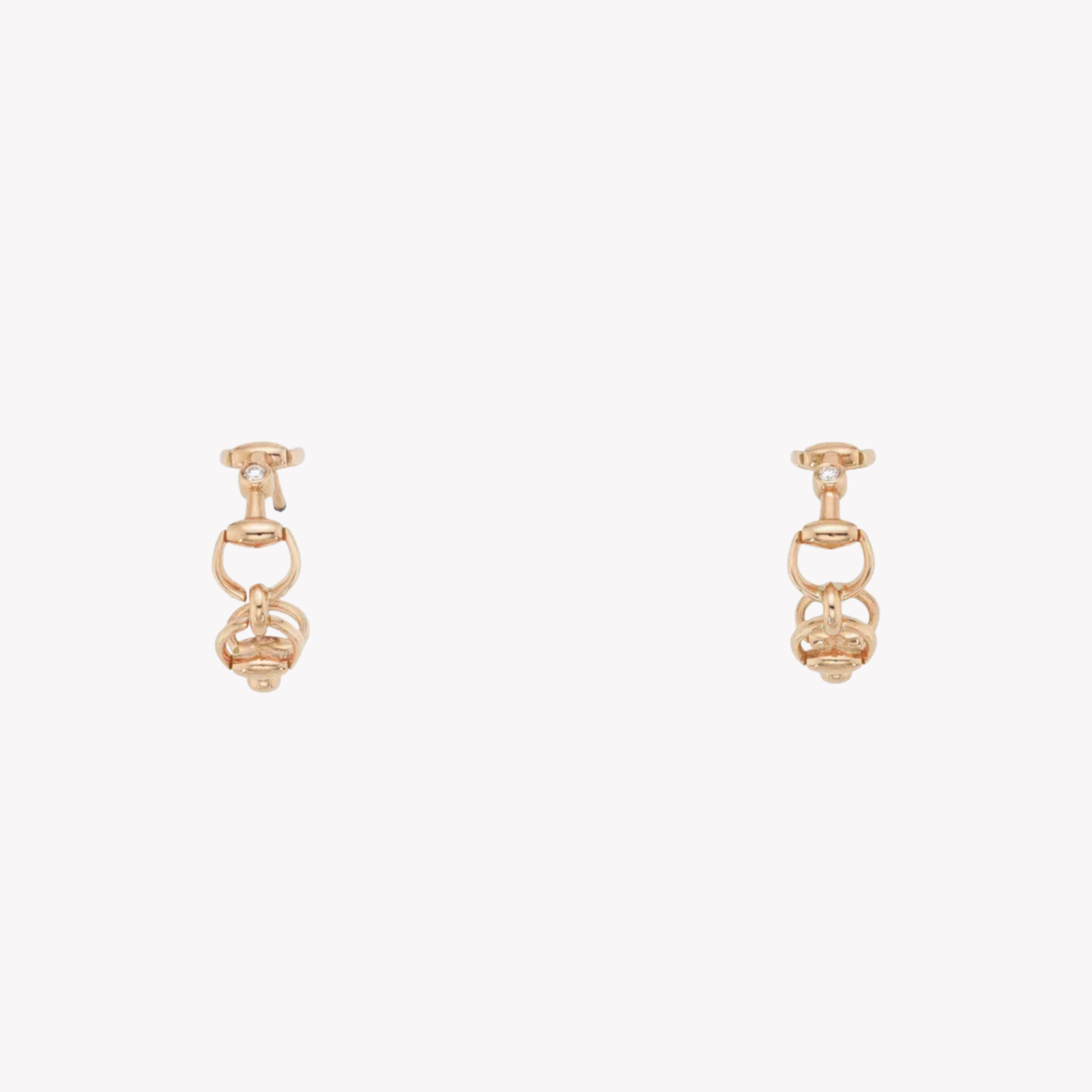 Gucci Women's Rose Gold Earrings, Horsebit Diamond Hoops | YBD837586001