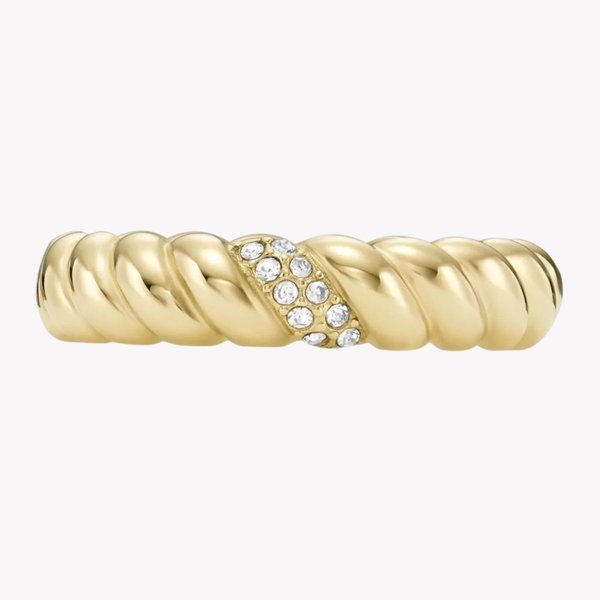 Fossil Women's Gold-Tone Ring, Vintage Twist with Crystals | JF04171710503