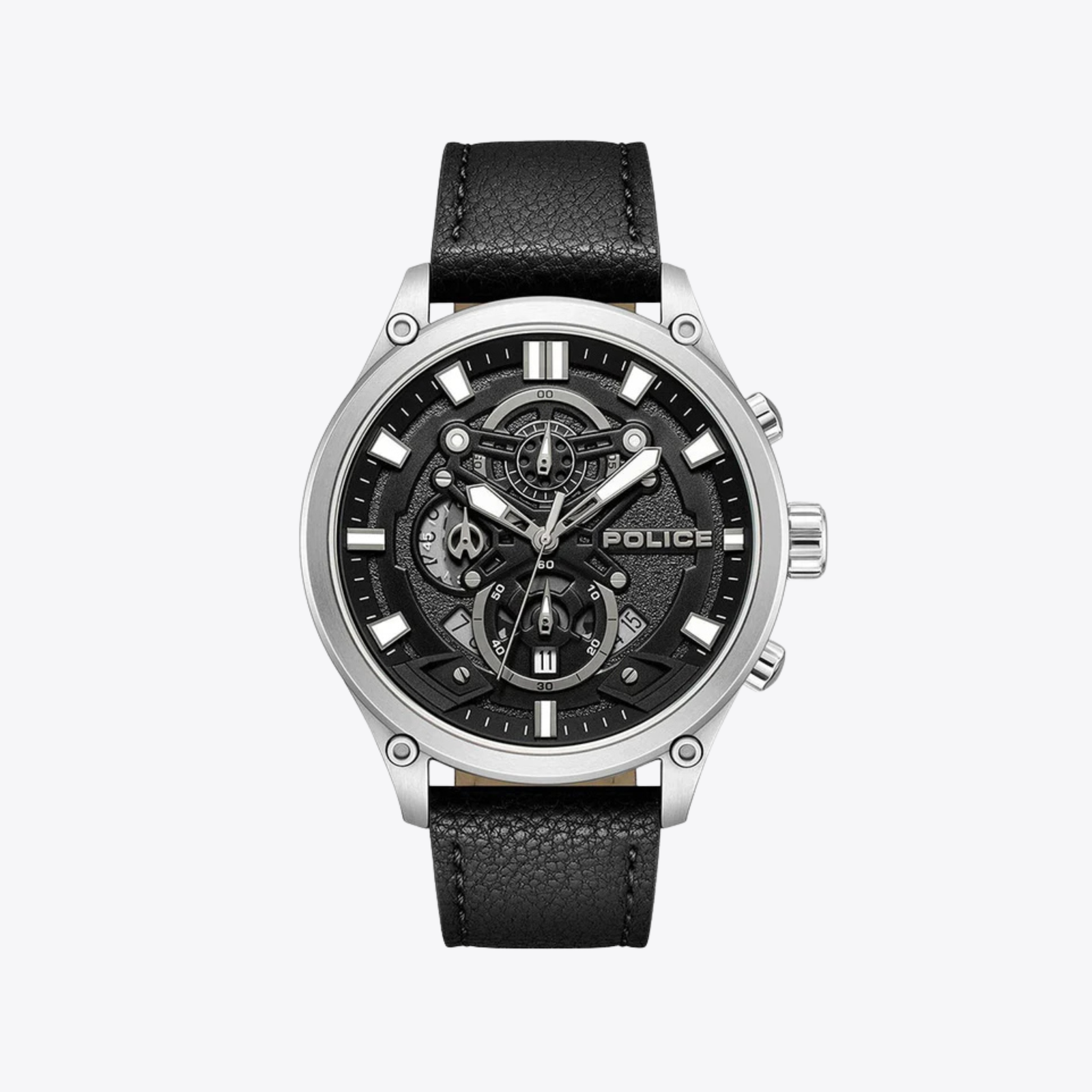 Police Men's Silver Watch, Black Dial | PEWGC0054205