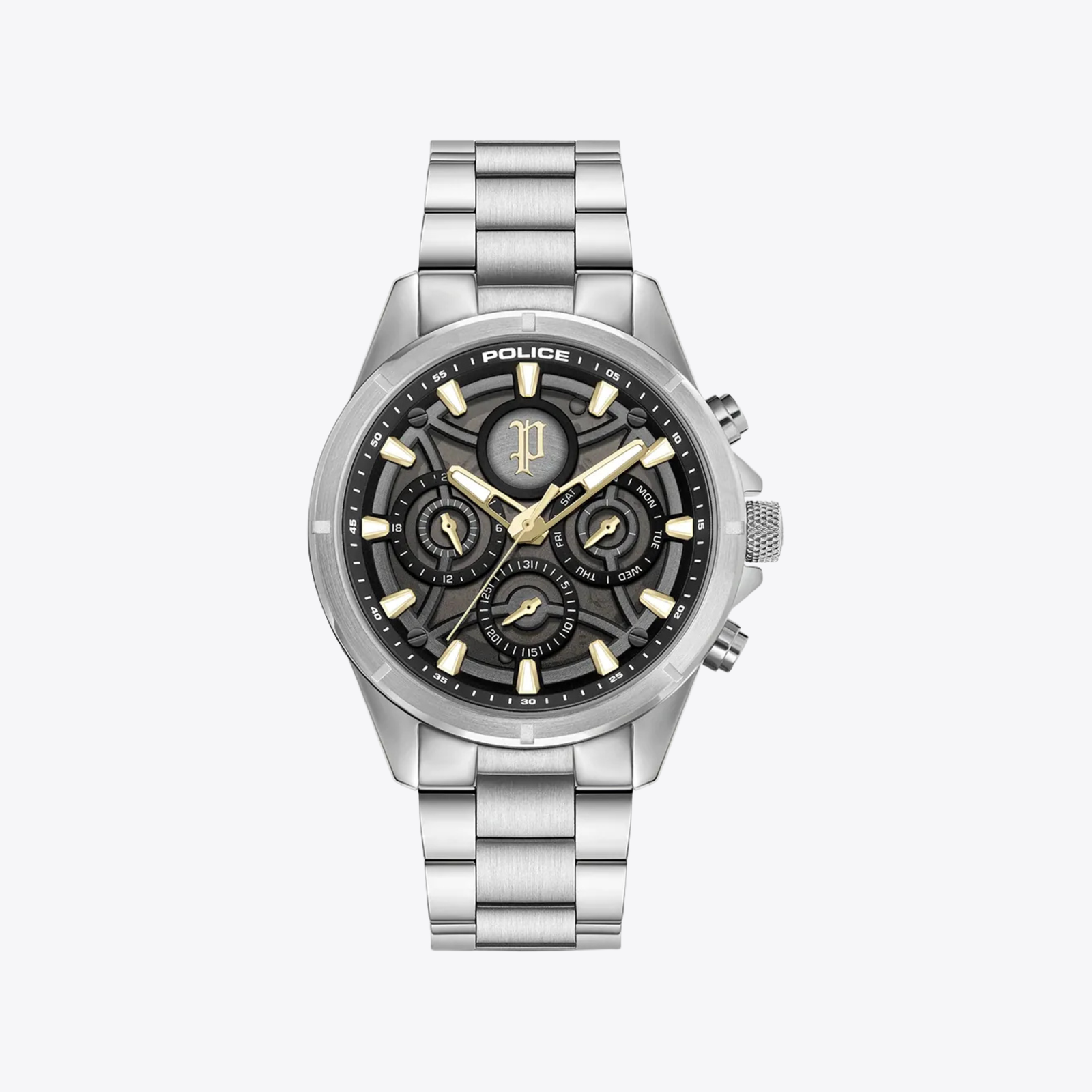 Police Men's Silver Watch, Black Multi-function Dial | PEWJK2227814M
