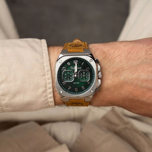 Timberland Men's Silver Watch, Green Dial | TDWGF0055002