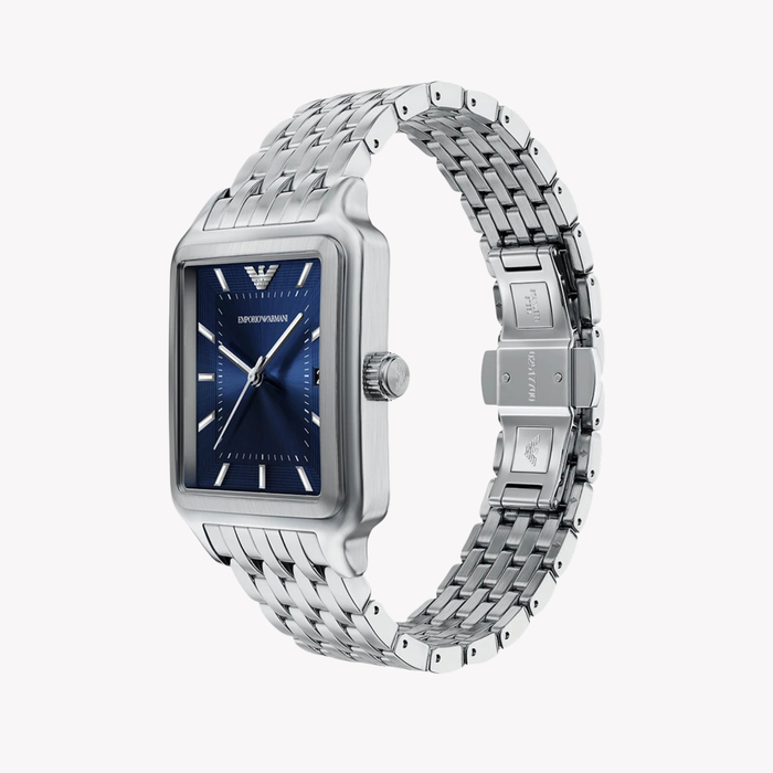 Emporio Armani Men's Silver Watch, Blue Dial | AR11754