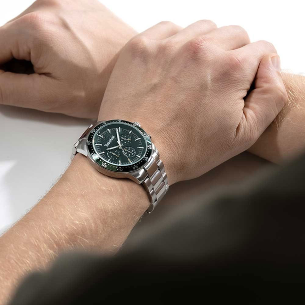 Timberland Men's Silver Watch, Green Dial | TDWGK0041301