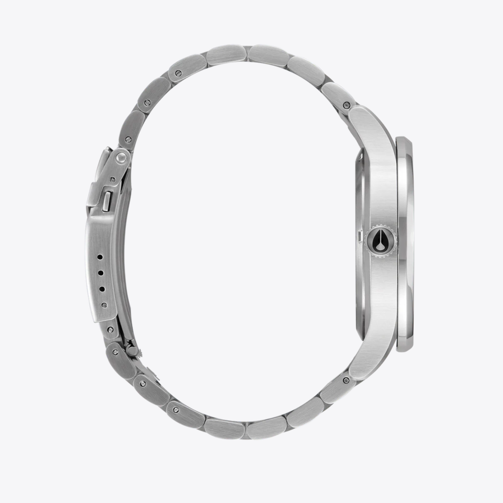 Nixon Men's Silver Watch, Black Sunray Dial | A1461-5384