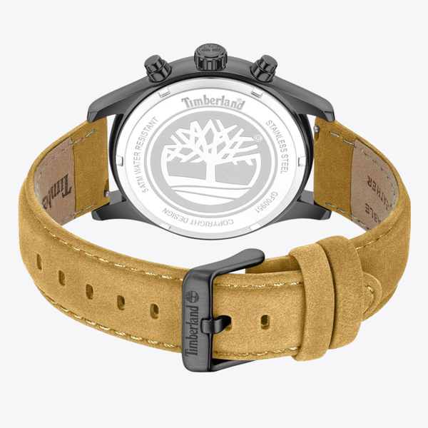 Timberland Men's Silver &  Brown Watch, Black Dial | TDWGF0095102
