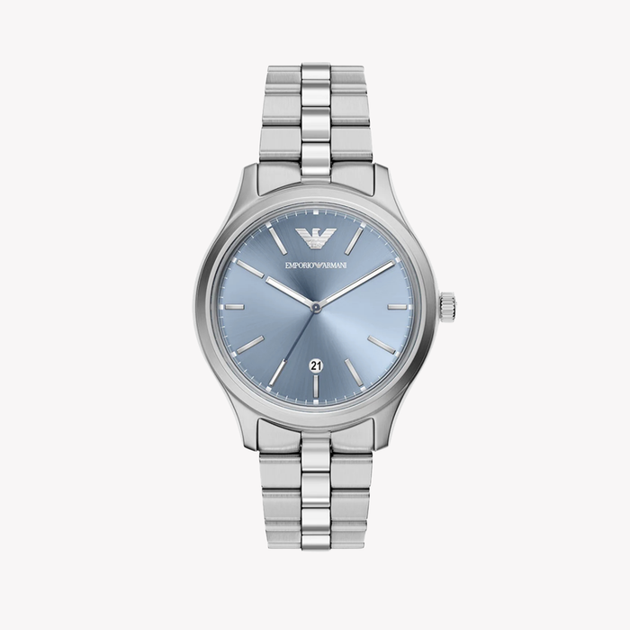 Emporio Armani Men's Silver Watch, Blue Dial | AR11748