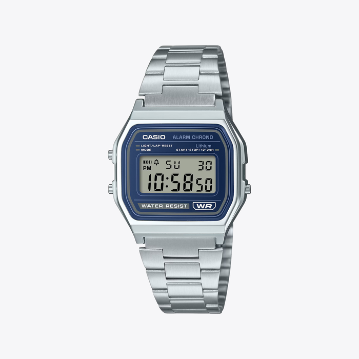 Casio Unisex Silver Unisex Watch, Blue Digital Dial | A158WEA-2EF