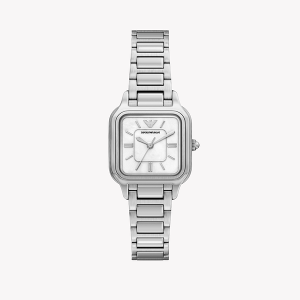 Emporio Armani Women's Silver Watch, White Mother Of Pearl Dial | AR11742