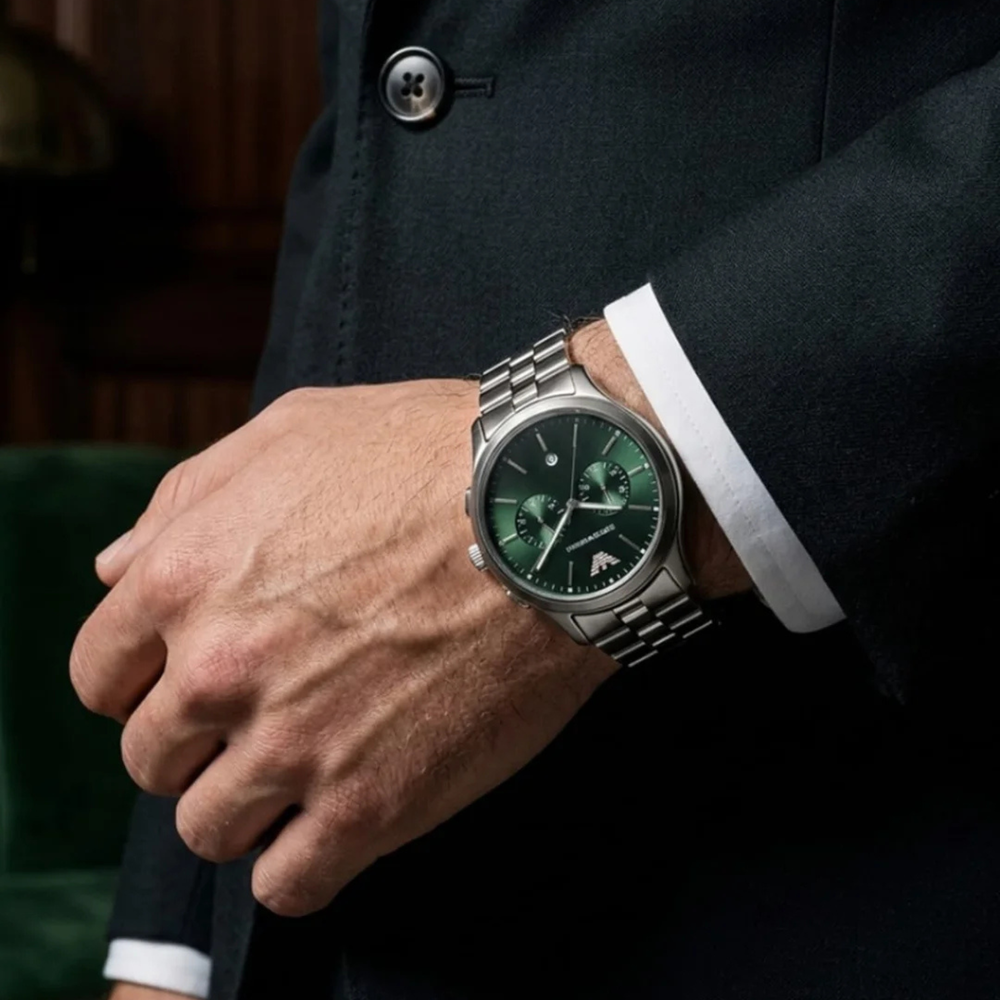 Emporio Armani Men's Silver Watch, Green Dial | AR11746