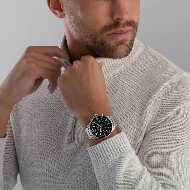 Emporio Armani Men's Silver Watch, Blue Dial | AR11681