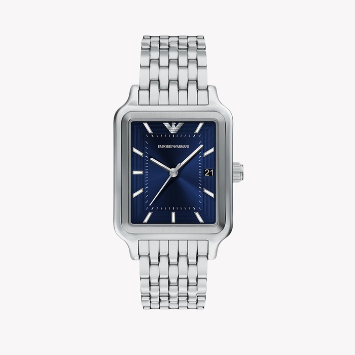 Emporio Armani Men's Silver Watch, Blue Dial | AR11754