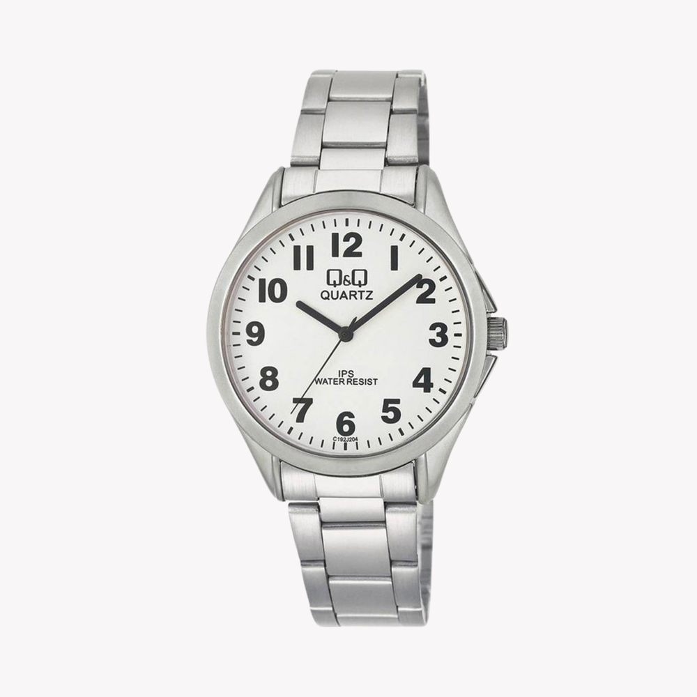 Q&Q Men's Silver Men's Watch, White Dial | C192J204Y