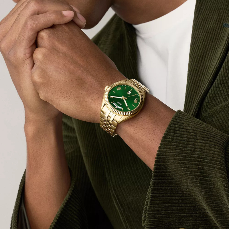 Campbell Three-Hand Day-Date Gold-Tone Stainless Steel Watch