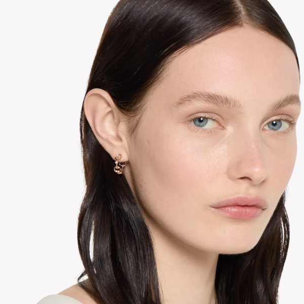 Gucci Women's Rose Gold Earrings, Horsebit Diamond Hoops | YBD837586001