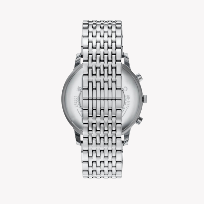 Emporio Armani Men's Silver Watch, Black Dial | AR11772