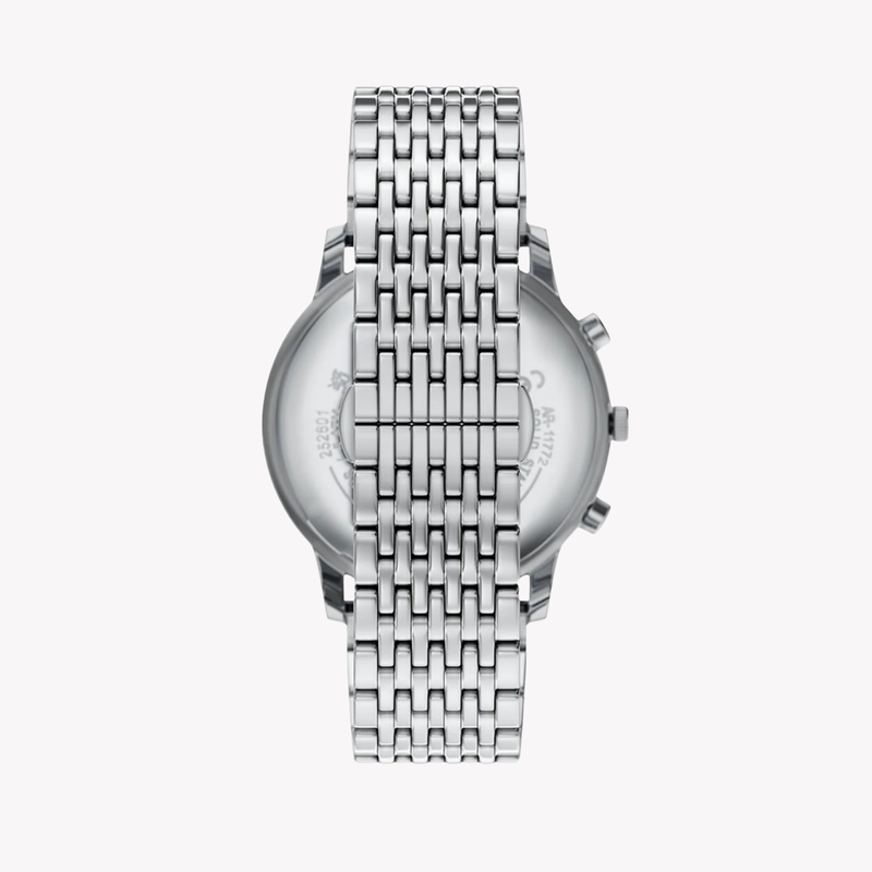 Emporio Armani Men's Silver Watch, Black Dial | AR11772