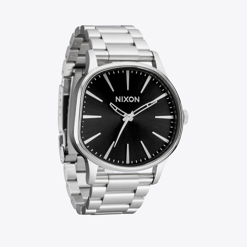 Nixon Men's Silver Watch, Black Sunray Dial | A1461-5384