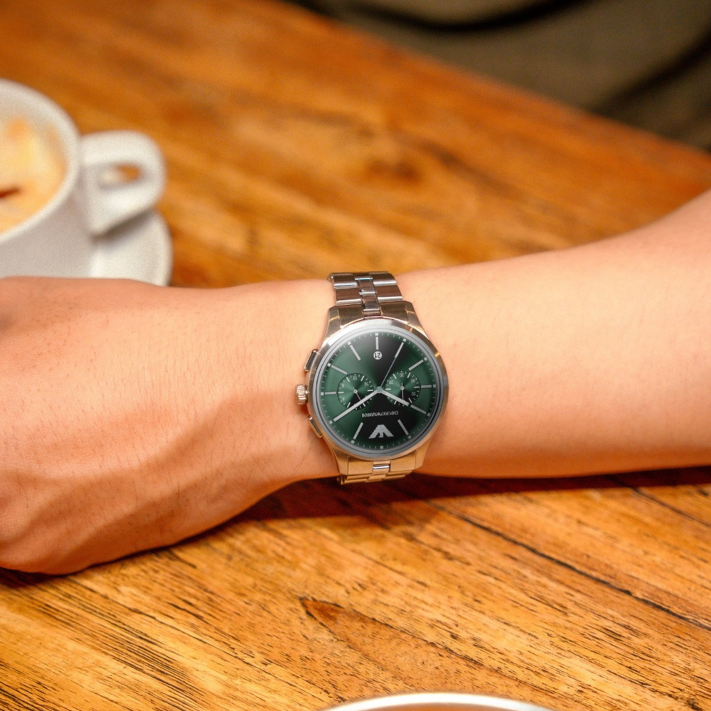Emporio Armani Men's Silver Watch, Green Dial | AR11746