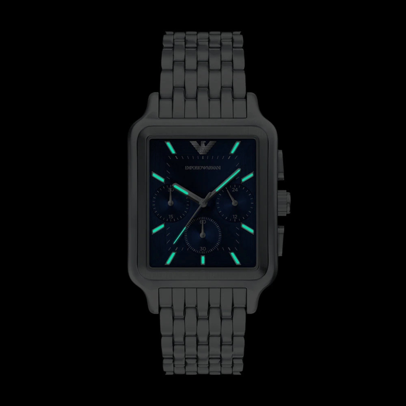 Emporio Armani Men's Silver Watch, Blue Sunray Dial | AR11750