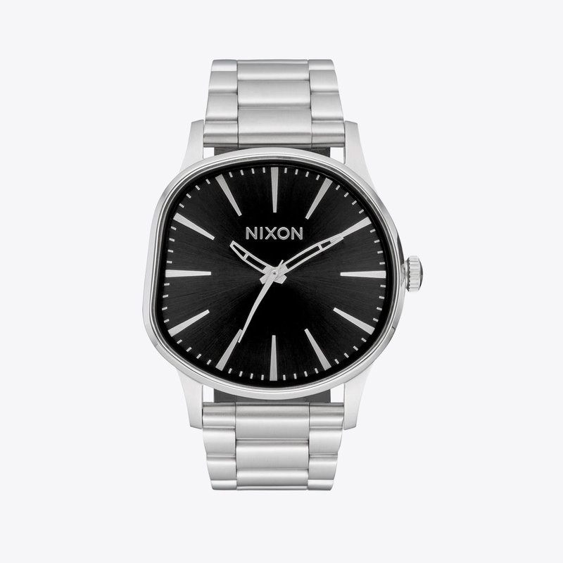 Nixon Men's Silver Watch, Black Sunray Dial | A1461-5384