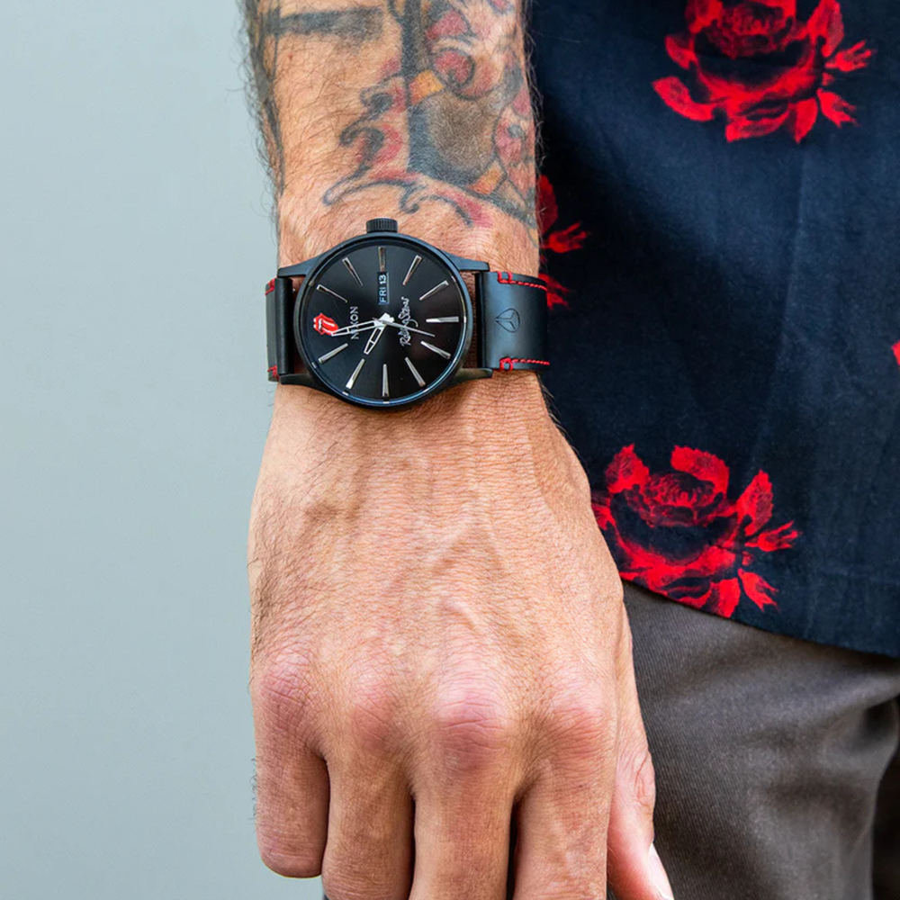 Nixon Men's Black Watch, Black Dial with Rolling Stones Logo | A1354-001