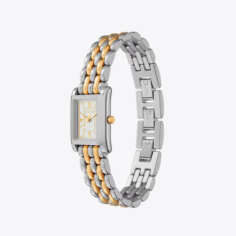 Michael Kors Women's Silver & Rose Gold Watch, Silver Dial | MK4999