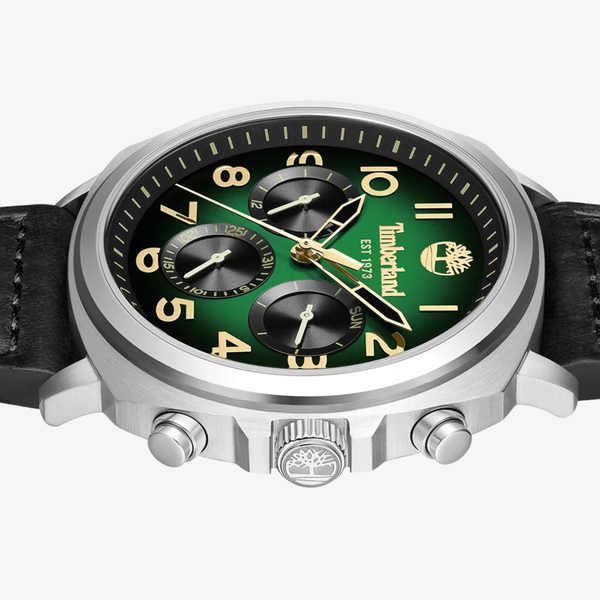 Timberland Men's Silver Watch, Green Dial | TDWGB0042008