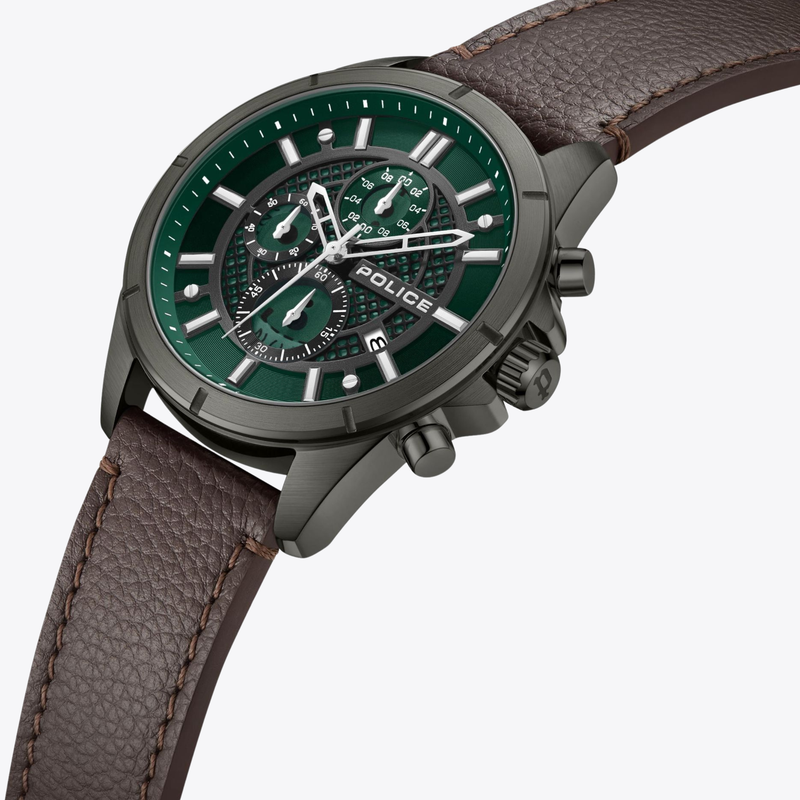 Police Men's Gunmetal Watch, Green Dial | PEWGC0054002
