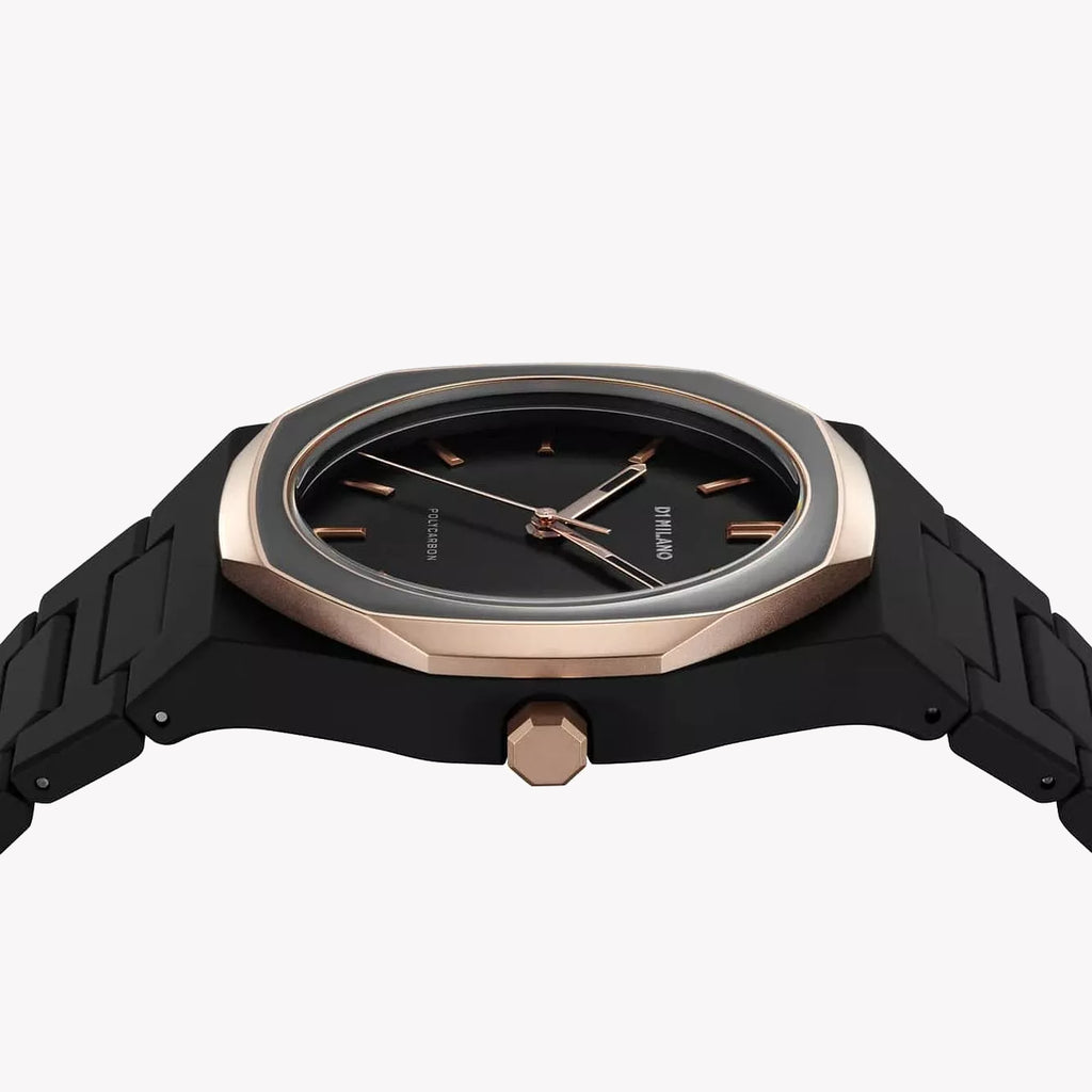 D1 Milano Men's Black/Rose Gold, Polycarbonate | D1-PCBJ35