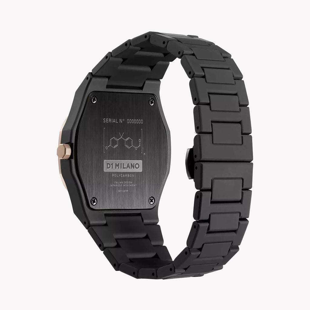 D1 Milano Men's Black/Rose Gold, Polycarbonate | D1-PCBJ35