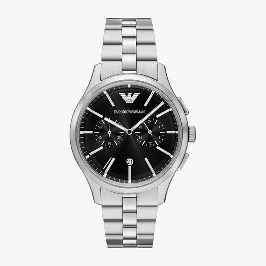 Emporio Armani Men's Stainless Steel Black Dial Watch | AR11691