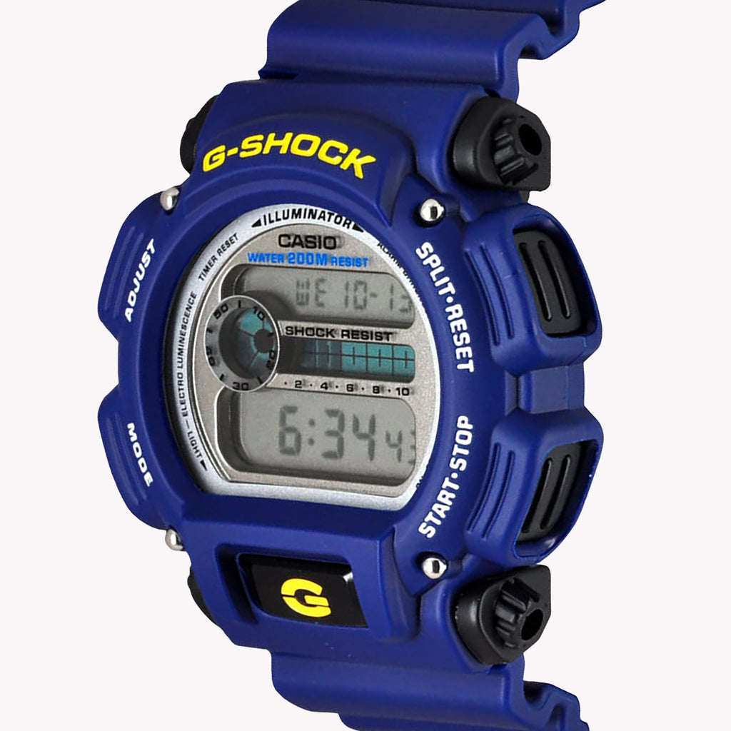 CASIO G-SHOCK DW-9052-2V - MONTRE D'AVENTURE ROBUSTE ET SPORTIVE avec bracelet en résine bleue et fonctionnalités dynamiques