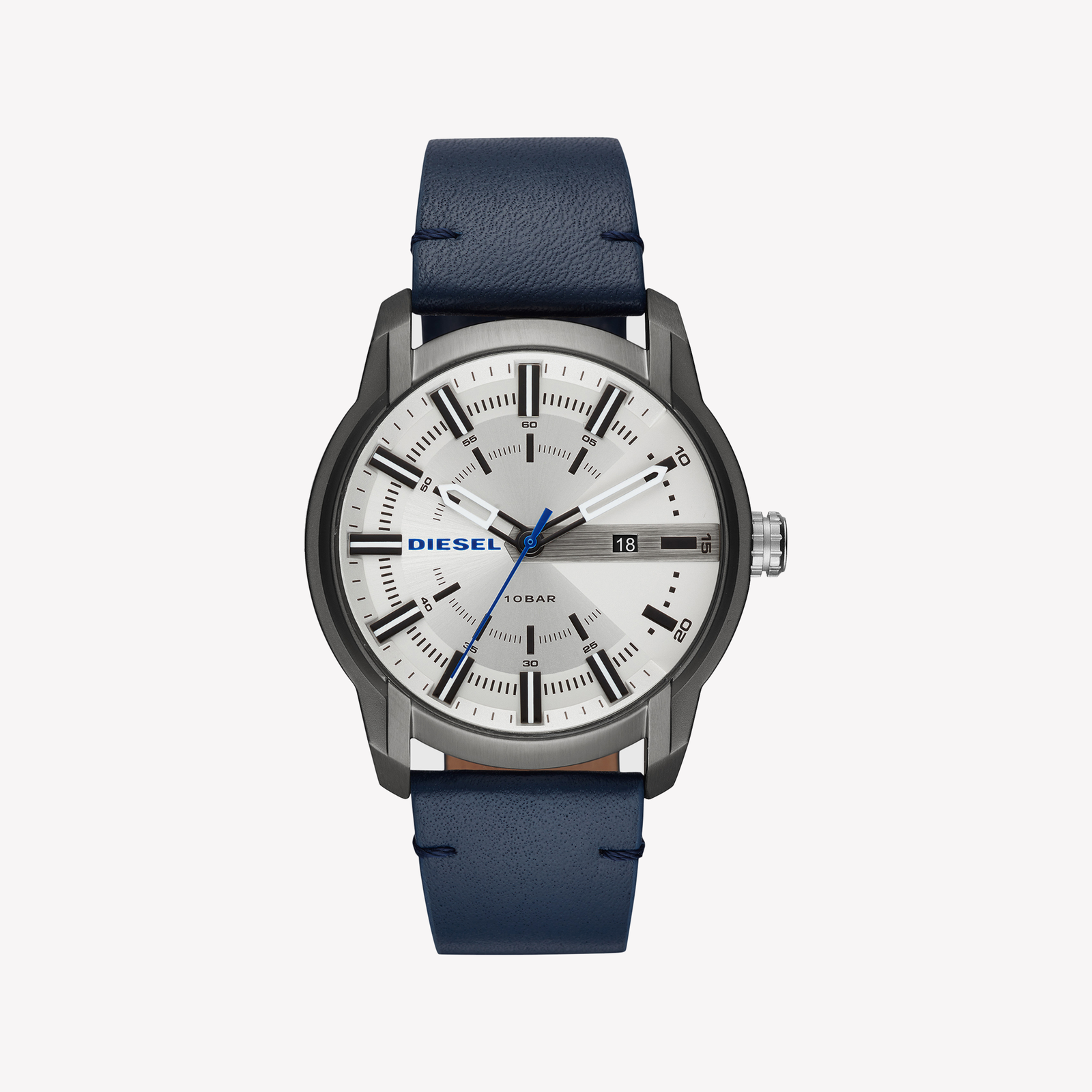 Men's Armbar navy watch with silver-tone dial, 44 mm