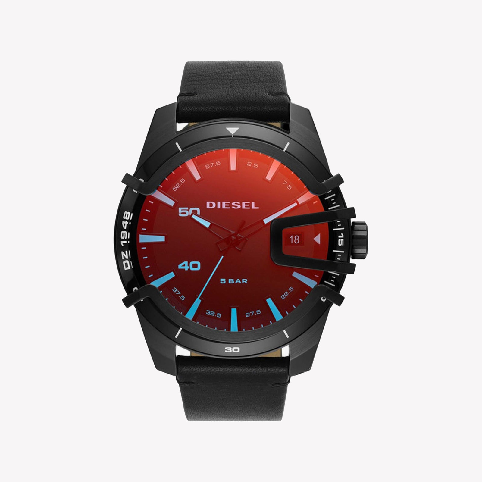 Diesel Caged Black Leather Watch DZ1948