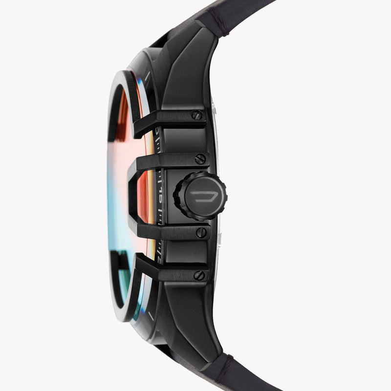 Diesel Caged Black Leather Watch DZ1948