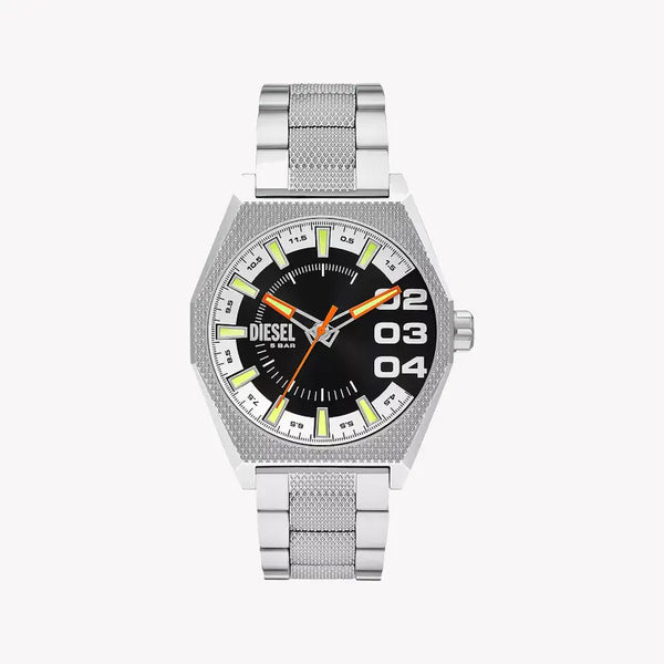 Diesel Men's Silver Stainless Steel Watch, Black Dial | Dz2172 by i-watch