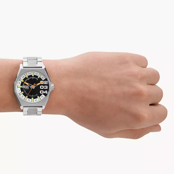 Diesel Men's Silver Stainless Steel Watch, Black Dial | Dz2172 by i-watch
