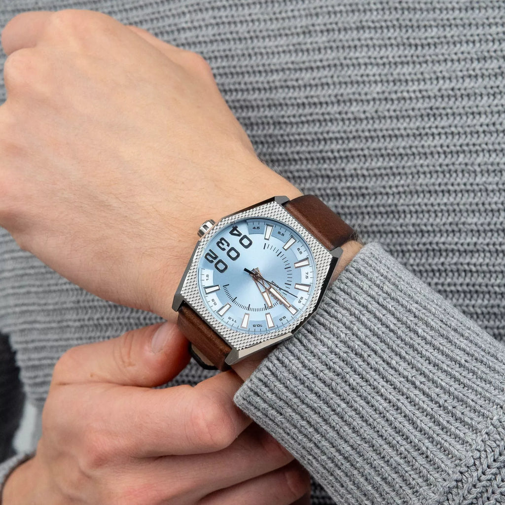 Diesel Men's Stainless Steel/Brown, Blue | Dz2174