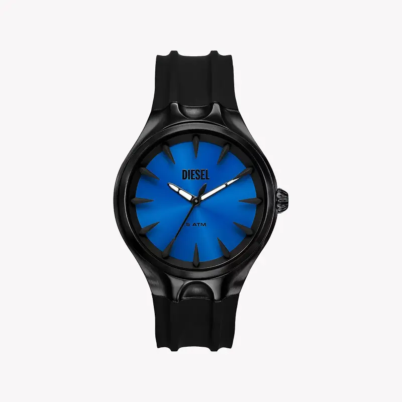 Diesel Men's Black Silicone Watch, Blue Dial | Dz2203
