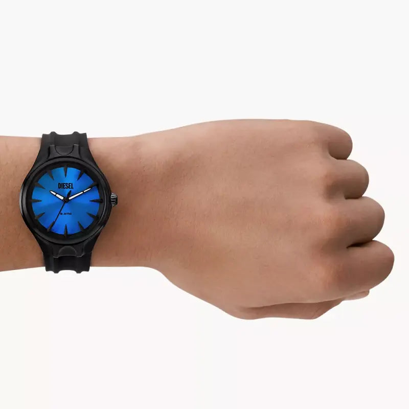 Diesel Men's Black Silicone Watch, Blue Dial | Dz2203