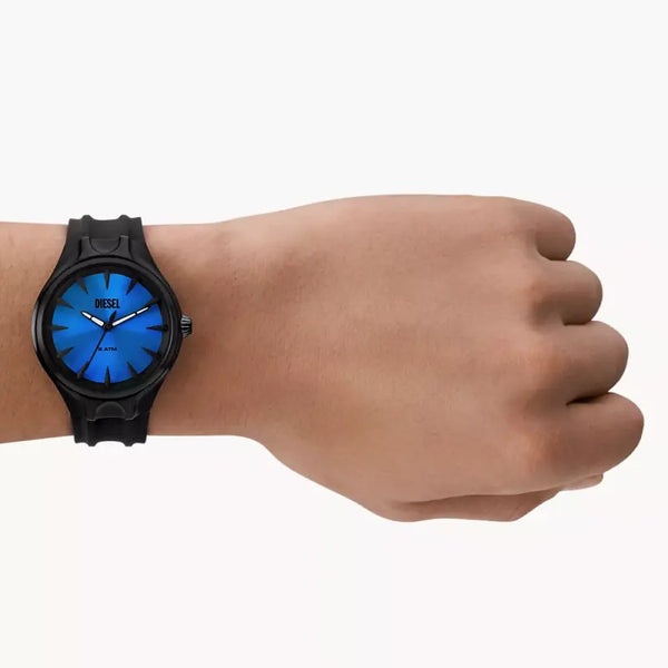 Diesel Men's Black Silicone Watch, Blue Dial | Dz2203 by i-watch