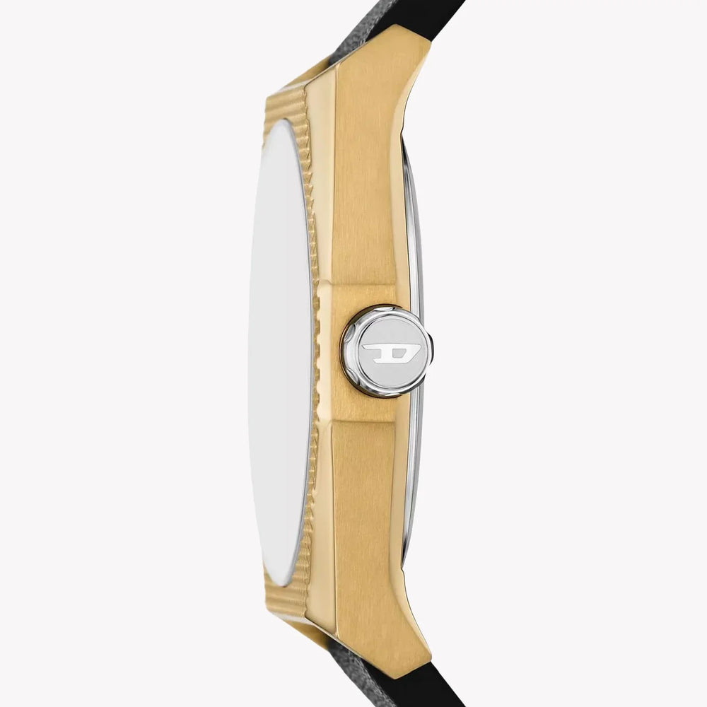 DIESEL Men's Gold/Black Leather Watch | DZ2219 by i-watch